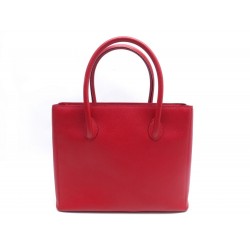 SAC A MAIN CELINE CABAS SQUARE EN CUIR GRAINE ROUGE RED LEATHER HAND BAG