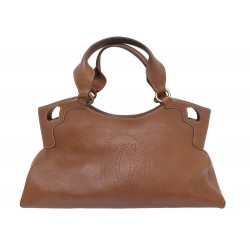 SAC A MAIN CARTIER MARCELLO PM CUIR GRAINE MARRON CAMEL LEATHER HAND BAG 1950€