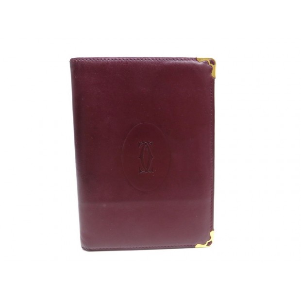 VINTAGE PORTEFEUILLE CARTIER EN CUIR BORDEAUX MIXTE PORTE CARTE BILLFOLD 310€