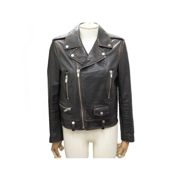 BLOUSON SAINT LAURENT PERFECTO BIKER 481862 CUIR 42IT 38 FR M LEATHER COAT 3990€