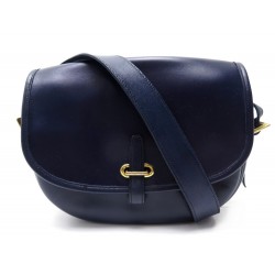 VINTAGE SAC A MAIN HERMES BALLE DE GOLF BANDOULIERE EN CUIR BLEU MARINE 6850€