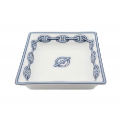 MINI CENDRIER HERMES CHAINE D'ANCRE 8CM EN PORCELAINE BLEUE BLANCHE ASHTRAY 215€