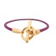 NEUF BRACELET HERMES GLENAN T2 19 CM EN CUIR VIOLET ET METAL DORE + BOITE 290€