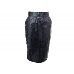 NEUF JUPE CHANEL P54257C00304 CRAYON TAILLE 38 M CUIR AGNEAU VERNI SKIRT 6500€