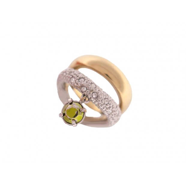 BAGUE CHLOE DOUBLE STRASS ET PENDANT TAILLE 52 LAITON BICOLORE GOLD RING 250€