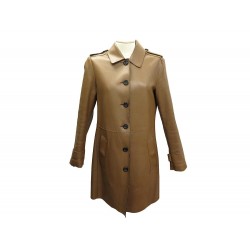 MANTEAU LONG BURBERRY 379528 TRENCH 40 M EN CUIR CAMEL LEATHER COAT JACKET 5500€