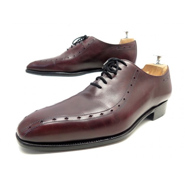 CHAUSSURES JM WESTON RICHELIEU CYCLIST 412 6E 40 L 40.5 CUIR BORDEAUX SHOES 920€