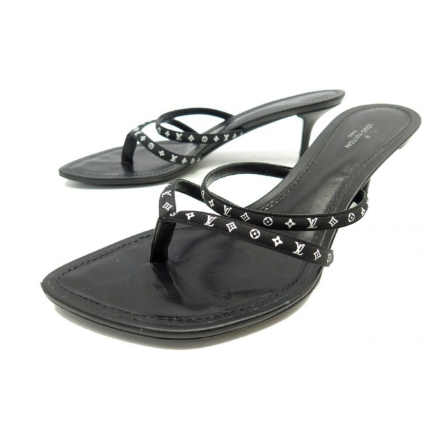 CHAUSSURES LOUIS VUITTON MULES A TALONS MINI MONOGRAM NOIR 39 SANDALS SHOES 710€