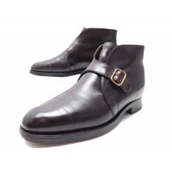 CHAUSSURES JOHN LOBB VARESE 7E 41 BOTTINES A BOUCLE CUIR MARRON BOOTS SHOE 1605€