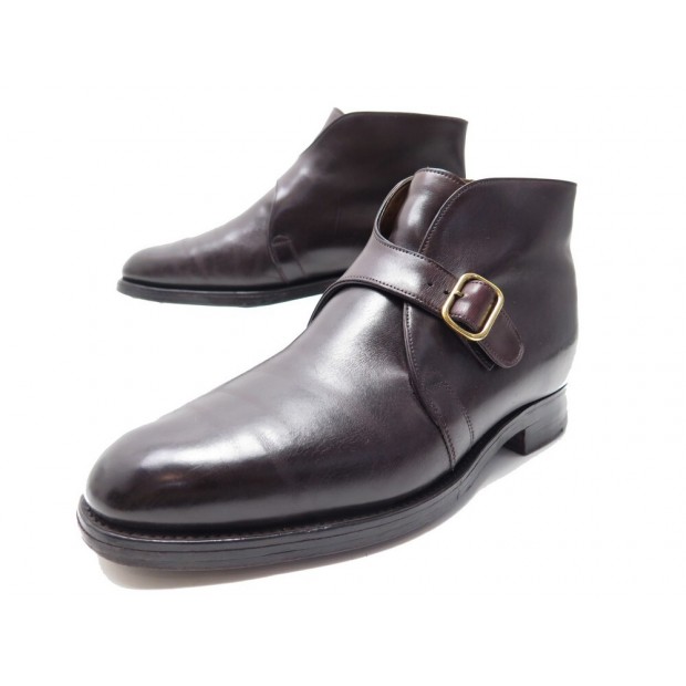 CHAUSSURES JOHN LOBB VARESE 7E 41 BOTTINES A BOUCLE CUIR MARRON BOOTS SHOE 1605€