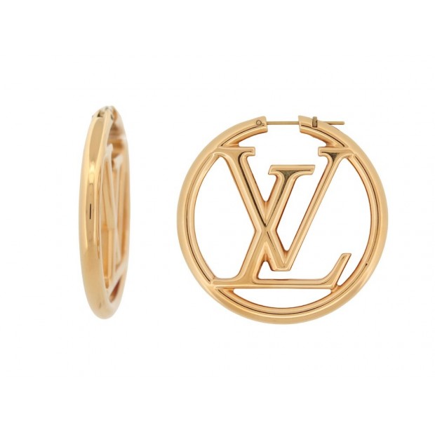 BOUCLES D'OREILLES LOUIS VUITTON CREOLES LOUISE GM M64288 METAL EARRINGS 530€