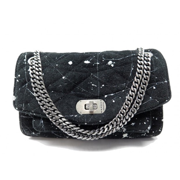 SAC A MAIN ZADIG & VOLTAIRE SKINNY LOVE PAINT DAIM NOIR A BANDOULIERE BAG 450€