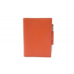 PORTE AGENDA HERMES COUVERTURE CUIR CLEMENCE ORANGE STYLO PORTE MINE ARGENT 500€