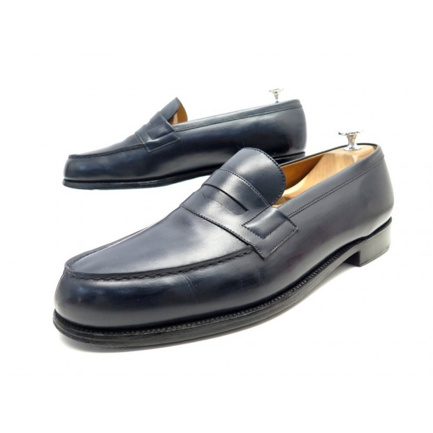 CHAUSSURES JM WESTON MOCASSINS 180 EN CUIR 9.5E 43.5 L44 BLEU NAVY LOAFERS 750€