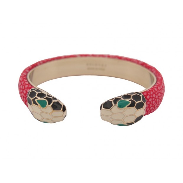 BRACELET BULGARI SERPENTI FOREVER CUIR GALUCHAT ROSE T20 BANGLE STRAP 520€