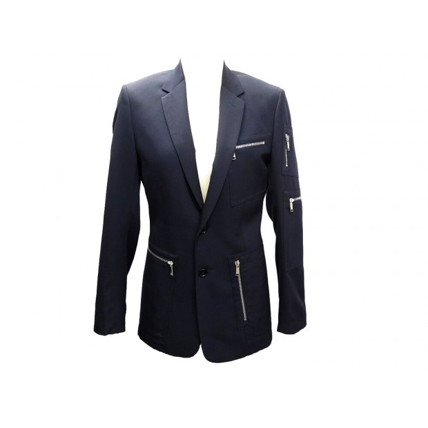 NEUF VESTE DIOR HOMME 663C259A3576 44 S LAINE BLEU MARINE NAVY BLUE JACKET 2500€