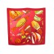 FOULARD HERMES LES FOLIES DU CIEL DUBIGEON CARRE EN SOIE ROUGE SILK SCARF 350€