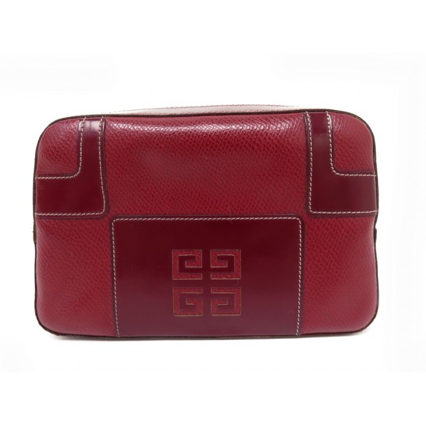 VINTAGE POCHETTE GIVENCHY TROUSSE EN CUIR GRAINE ROUGE LEATHER POUCH 390€