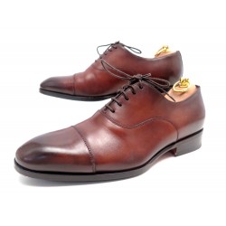 CHAUSSURES SANTONI RICHELIEU CARTER 12474 CUIR MARRON 5.5 IT 40.5 FR SHOES 590€