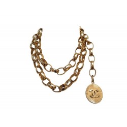 VINTAGE CEINTURE CHANEL COLLIER MEDAILLON CC METAL T 65-120 NECKLACE BELT 1810€