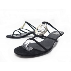 CHAUSSURES GUCCI SANDALES TONGS DOUBLE G 38.5IT 39.5 FR SANDALES NOIR SHOES 510€