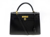 sac a main hermes kelly 32 sellier en cuir box noir