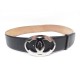 CEINTURE CHANEL BOUCLE LOGO CC 90 CM EN CUIR NOIR ET METAL ARGENTE LEATHER BELT