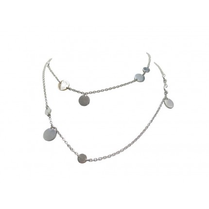 COLLIER HERMES SAUTOIR EX-LIBRIS 80 H104821BV00 ARGENT MASSIF & OR ROSE NECKLACE