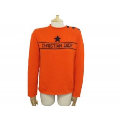 NEUF PULL DIOR RIVIERA CAPRI 40 M CACHEMIRE ORANGE CASHMERE NEW SWEAT 2100€