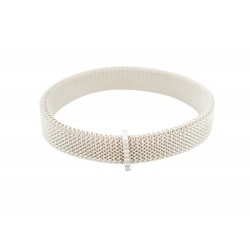 NEUF BRACELET MAUBOUSSIN MOI NON PLUS 14.5CM ACIER BLANC & OR DIAMANT STRAP 860€