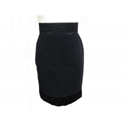 VINTAGE JUPE CHANEL AVEC GALONS EN SATIN 20501 LAINE 34 XS WOOL SKIRT 4000€