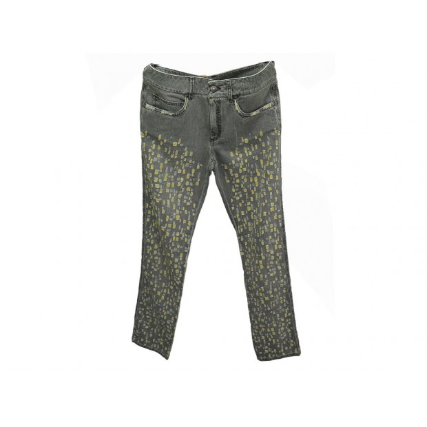 JEAN CHANEL PANTALON DELAVE DETAILS DECHIRES M 38 COTON GRIS COTTON PANTS 1900€