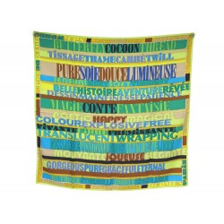 NEUF FOULARD HERMES MOTS DE SOIE JAMIN CARRE 90 SOIE JAUNE NEW SILK SCARF 460€