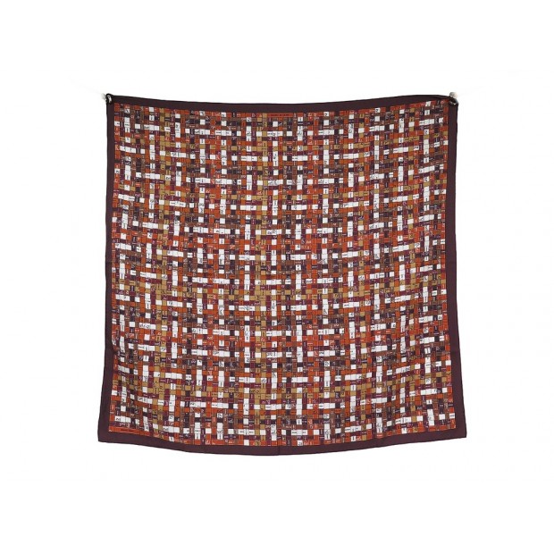 NEUF FOULARD HERMES BOLDUC AU CARRE SOIE MARRON CARRE 90 LATHAM SCARF NEW 460€