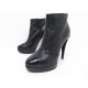 CHAUSSURES CHANEL G27830 BOTTINES A TALON 38.5 CUIR NOIR LOW BOOTS LOGO CC 1550€