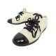 CHAUSSURES CHANEL BASKETS G25313 37.5 EN CUIR NOIR BEIGE SNEAKERS LOGO CC 1150€