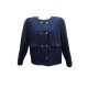 VESTE CHANEL COURTE BOUTONS LOGO CC XL 44 COTON BLEU MARINE NAVY JACKET 5500€