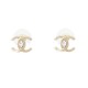 NEUF BOUCLES D'OREILLES CHANEL LOGO CC STRASS & METAL DORE GOLDEN EARRINGS 650€