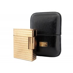 VINTAGE BRIQUET ST DUPONT LIGNE 1 EN PLAQUE OR + ETUI CUIR GOLDEN LIGHTER 985€