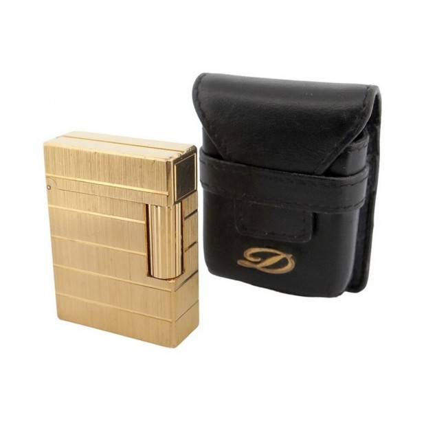 VINTAGE BRIQUET ST DUPONT LIGNE 1 EN PLAQUE OR ETUI EN CUIR GOLDEN LIGHTER 985€