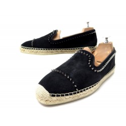 CHAUSSURES CHRISTIAN LOUBOUTIN ESPADRILLES SPIKE 1201023 39 DAIM NOIR SHOES 595€