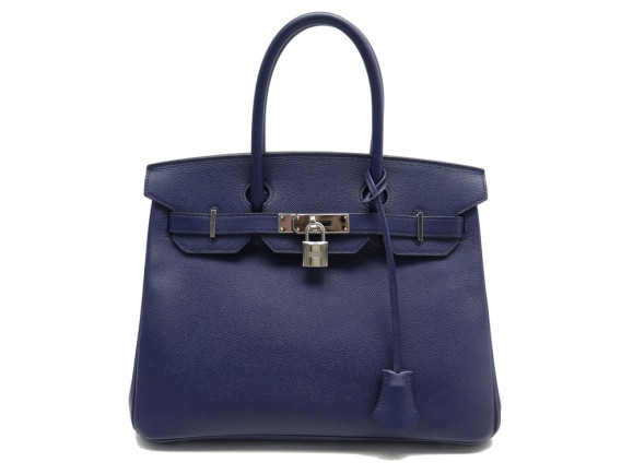  sac a main hermes birkin 30 en cuir epsom bleu