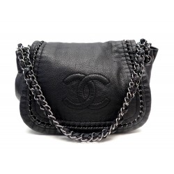 SAC A MAIN CHANEL BESACE EN CUIR GRAINE NOIR BLACK LEATHER HAND BAG 6450€