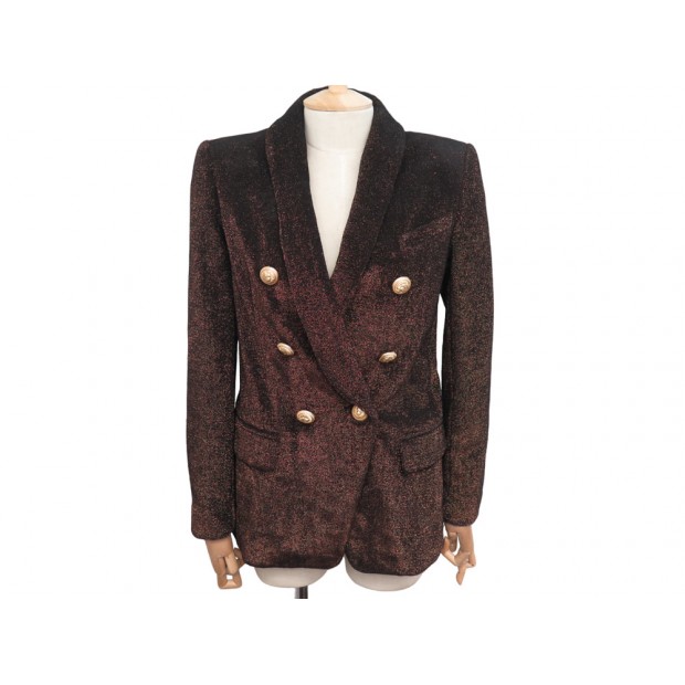 NEUF VESTE BALMAIN BLAZER DOUBLE BOUTONNAGE TETES LIONS LUREX M 38 JACKET 2500€