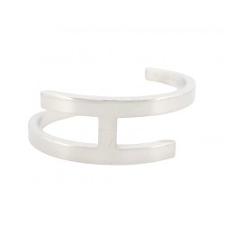 BRACELET HERMES MANCHETTE OUVERTE DESIGN H ARGENT 925 48GR S M 15CM BANGLE 1650€