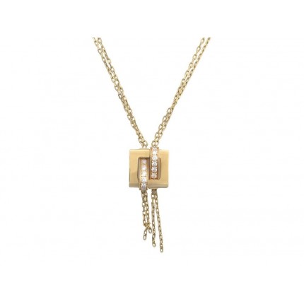 COLLIER BOUCHERON PENDENTIF DECHAINE T 40 OR JAUNE 12 DIAMANTS 0.48 CT NECKLACE