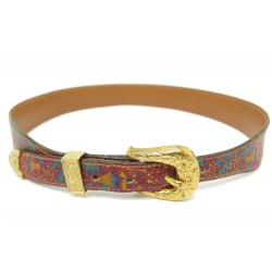 VINTAGE CEINTURE HERMES BOUCLE WESTERN T75 DECOR FEUX D'ARTIFICE CUIR BELT 590€