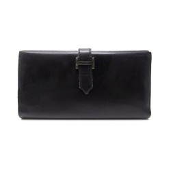 PORTEFEUILLE HERMES BEARN EN CUIR BOX NOIR PORTE MONNAIE H ARGENTE WALLET 2400€