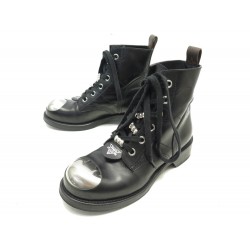 CHAUSSURES LOUIS VUITTON METROPOLIS 38 BOTTINES CUIR TOILE MONOGRAM BOOTS 1460€