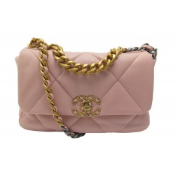 NEUF SAC A MAIN CHANEL 19 CUIR MATELASSE ROSE PINK LEATHER HANDBAG PURSE 6100€